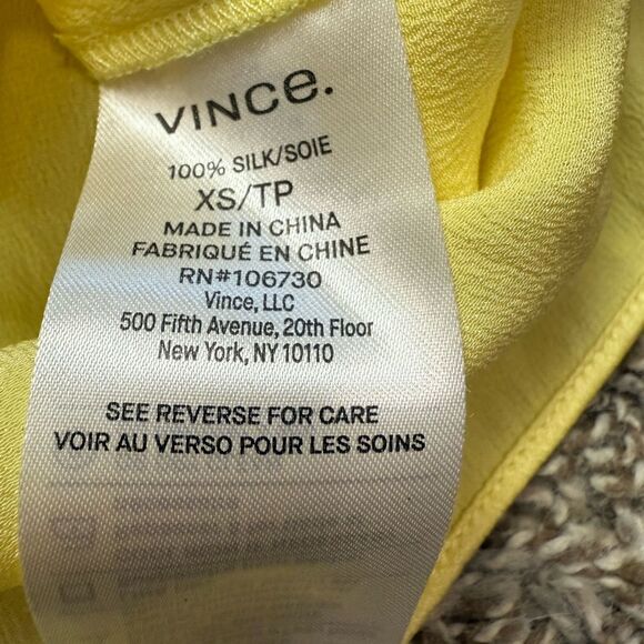 Vince Yellow 100 % Silk Blouse - Picture 5 of 6